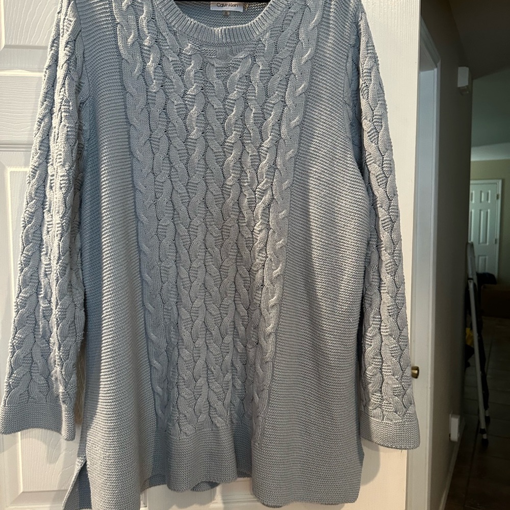 Calvin Klein Women's Cable Knit Sweater - Soft Gray